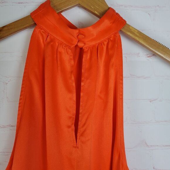 BODEN Satin Cutaway Top US 10 Orange Sleeveless Halterneck Tank - Picture 10 of 12